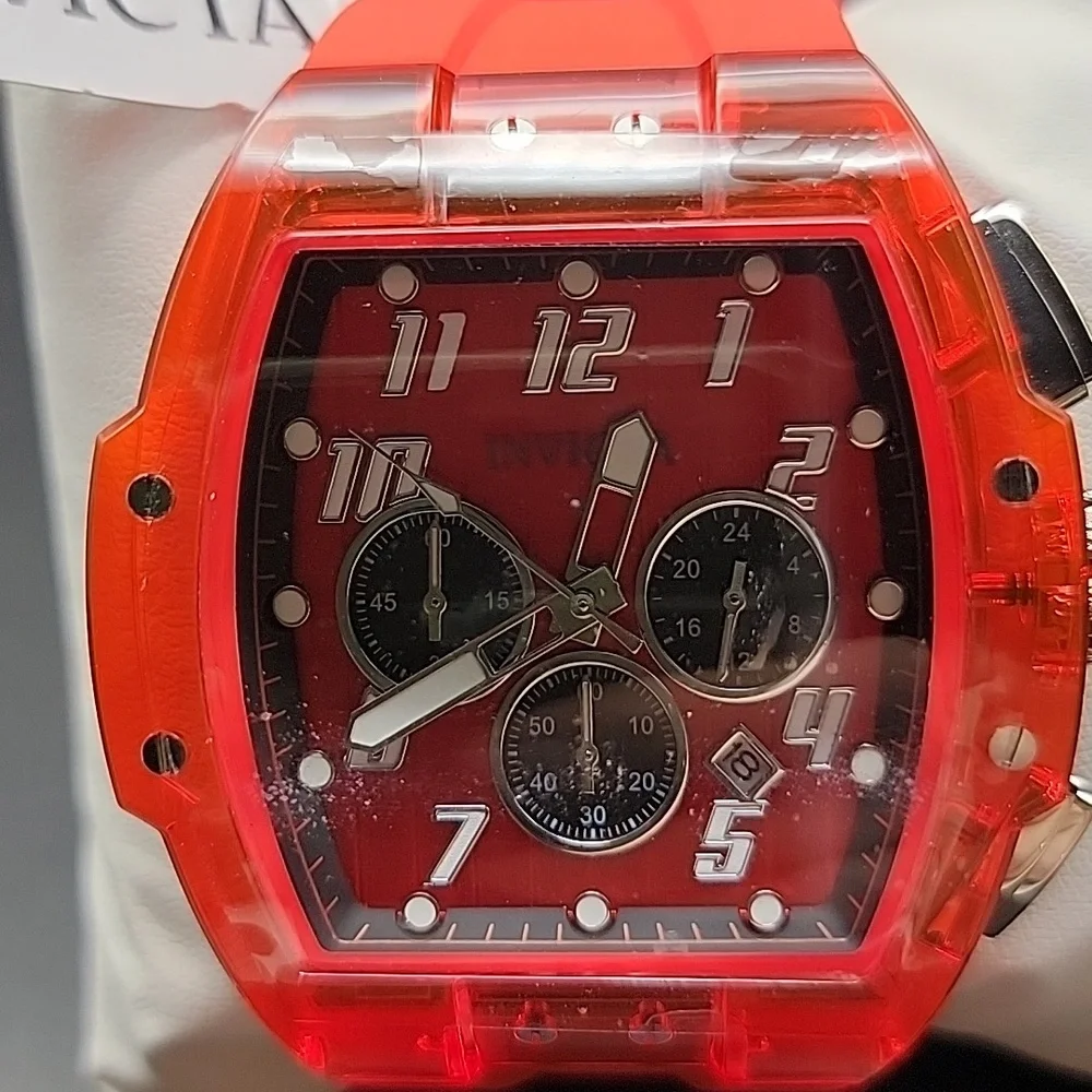 NEW 45483 Invicta S1 Rally Kinesia Anatomic Men's Watch - 47mm Transparent Red